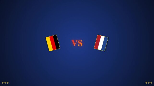 international football championship match preview graphic featuring Germany versus Netherlands team flags.
