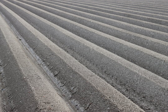 Ridges and furrows in a ploughed field
