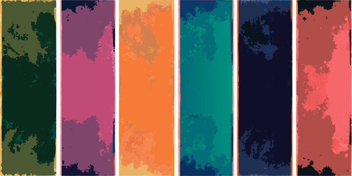vector illustration of six vertical rectangular panels with textured gradients