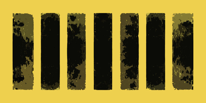 abstract vector composition of distressed vertical rectangles on yellow