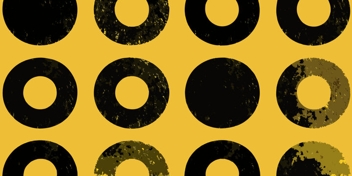 grunge circles pattern distressed texture on yellow background