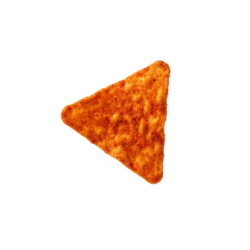 Single Nacho Cheese Dorito Chip Isolated on Transparent Background