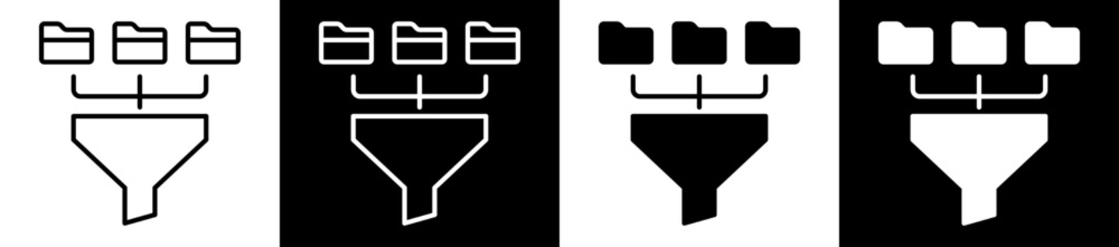 Data Filter White Black Icon Vector Illustration