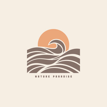 Vintage hand drawn surf design template for surf club, surf shop, surf merch.