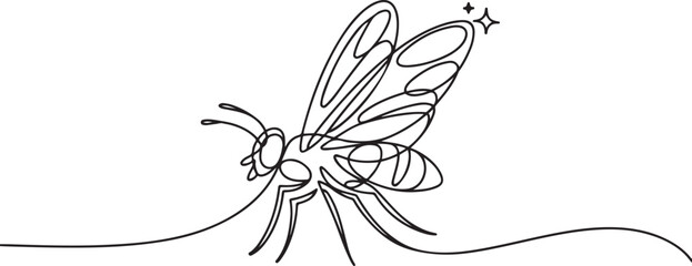Fototapeta premium Fantasy sketch of fly. one line Icon drawing