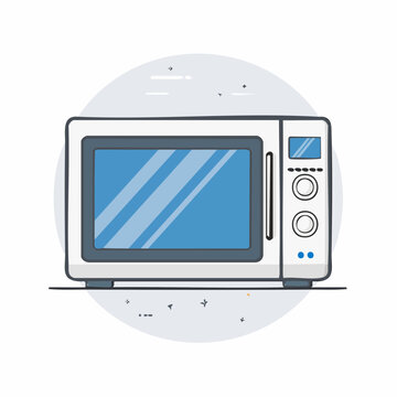 Illustration of a White Microwave Oven