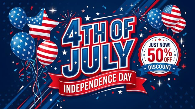 4th of july independence day celebration with 50 off discount