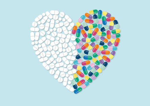 Heart medication, conceptual illustration