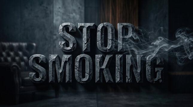 Stop Smoking message on cracked stone texture