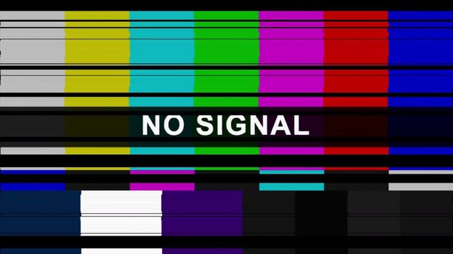 Glitchy No Signal TV Test Pattern with Digital Noise and Analog Distortion 4k video