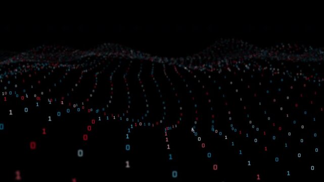 Digital Data Wave Visualization with Binary Code and Data Stream Effect