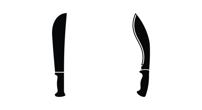 Two kukri knives in black silhouette