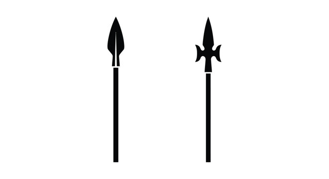 Two spear silhouettes against a white background silhouette