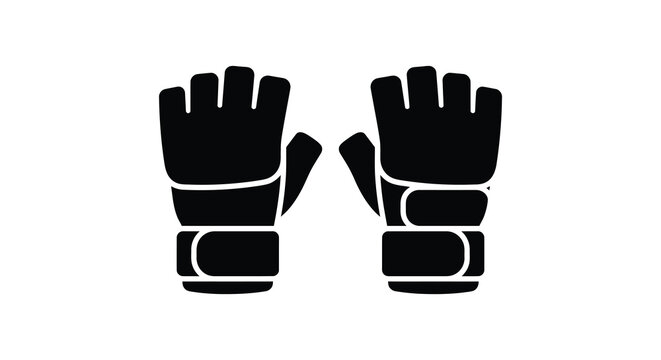 mma fighting gloves pair on white background silhouette