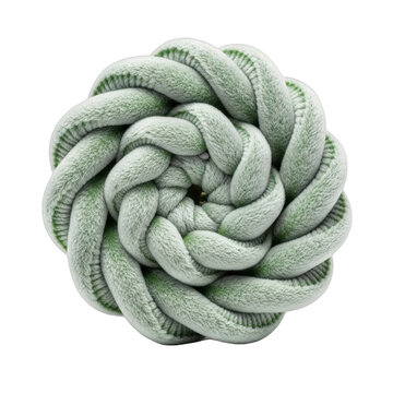 Green braided rope forming a circular pattern