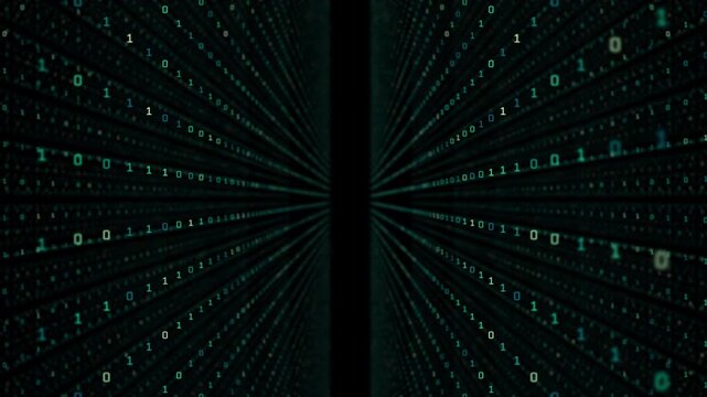 Digital Data Stream Visualization of Binary Numbers and Computer Code Future Technology Scene