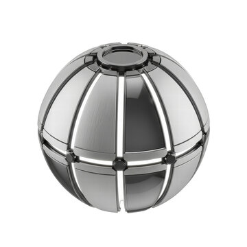 Futuristic metallic sphere with glowing lights