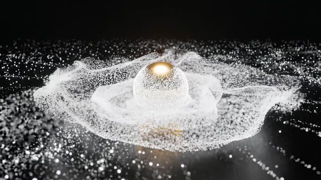 Golden sphere on sparkling surface ideal for creative backgrounds and modern web design