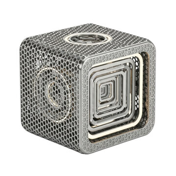 Geometric cube speaker with honeycomb design