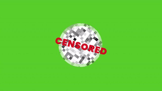 Circle mosaic censored with censored text animation on transparent background. 4K animation  video