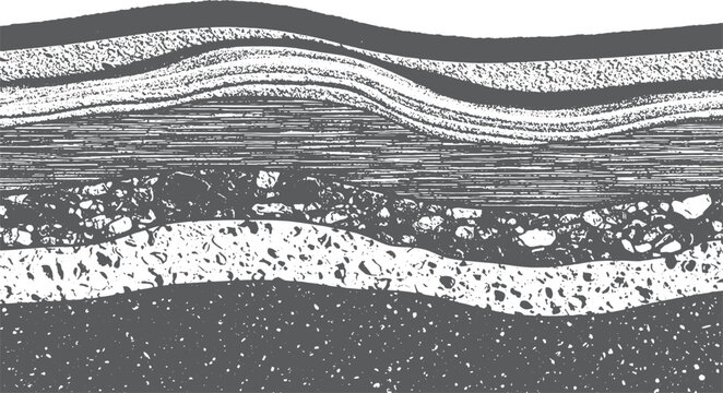 Geological soil strata cross section with rock and sediment layers