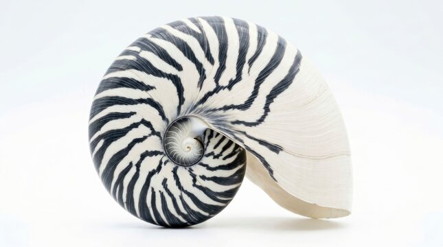 Nautilus Shell Close up Isolated on White Background Perfect for Science Education and Marine Biology Marketing