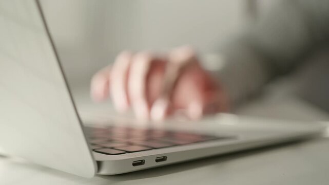 Closing Laptop, Close Up. End of work, end of working day, completion of project concept