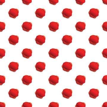 Red wax seals forming a seamless pattern for security and authentication