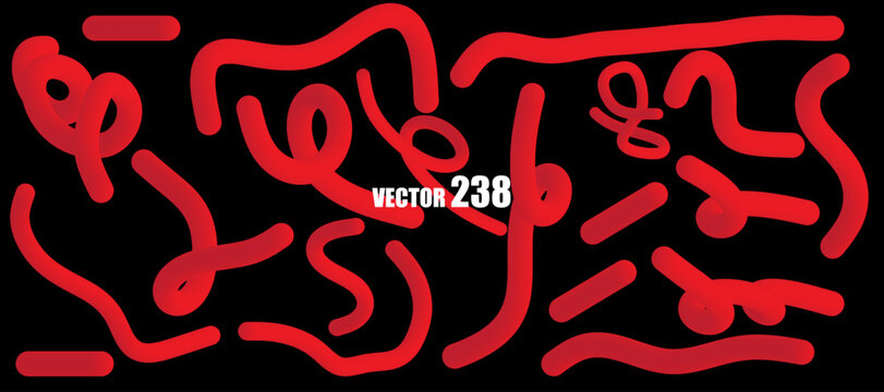 Abstract red background with flowing 3d wavy lines and curved shapes