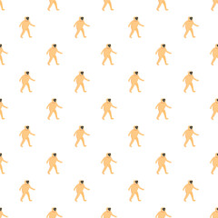 Fototapeta premium Gibbons walking on a white background creating a cute cartoon animal pattern