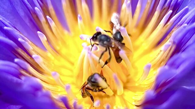 The intricate movements of the bees as they collect nectar showcase the vital role of pollinators in our ecosystem