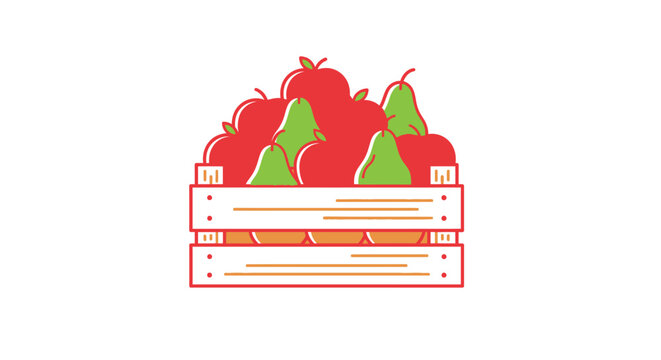 Fresh apples and pears in wooden crate for World Fruit Day concept