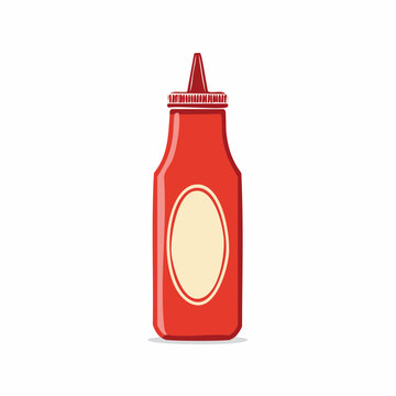 Red Ketchup Bottle with Label