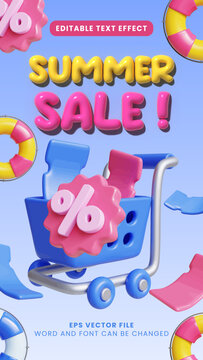 Summer sale promotion 3d inflated editable text effect