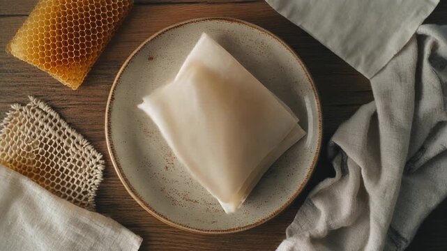 Eco-friendly product presentation with natural elements and food preparation items