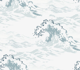 tsunami wave abstract seamless pattern design brush strokes japanese chinese vector ink traditional asian design isolated © CharlieNati