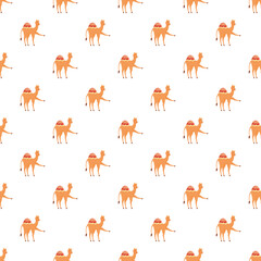 Obraz premium Camels standing in an orderly repeating pattern on a white background