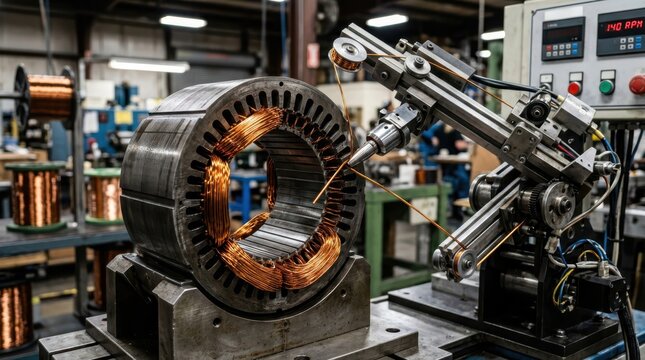 Industrial automated copper wire winding machine for electric motor manufacturing