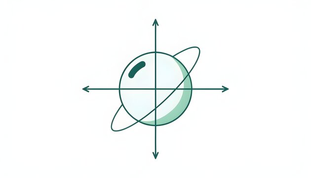 Quantum Qubit Sphere in 3D Coordinate System with Superposition States Line Art