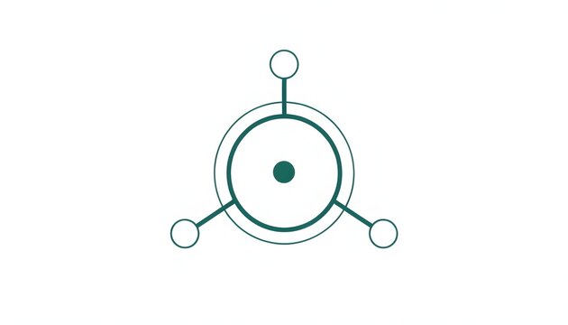 Single neural network node with interconnected lines in minimalist line art style