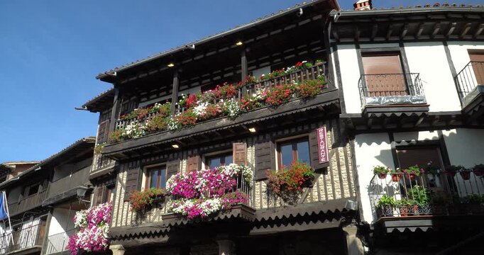 The historic town center of La Alberca, a picturesque mountain village in the province of Salamanca, Spain
