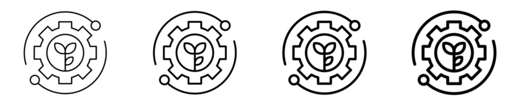 Green Technology Gear Icon Set Different Style Collection