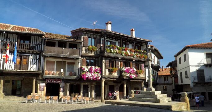 The historic town center of La Alberca, a picturesque mountain village in the province of Salamanca, Spain
