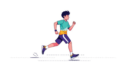 Obraz premium Active young man in athletic wear jogging or running outdoors on a path for fitness health and personal wellness goals.