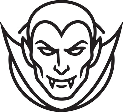 A cartoon vampire with an angry expression and sharp fangs