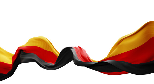 German flag flowing isolated on transparent background with fabric texture 3D render