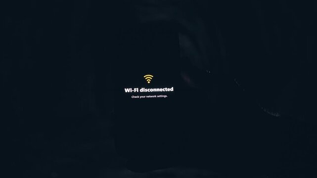 Smartphone Displaying WiFi Disconnected Error Inside Dark Underground Tunnel, Cinematic Technology Failure Scene About Lost Connection and Digital Isolation