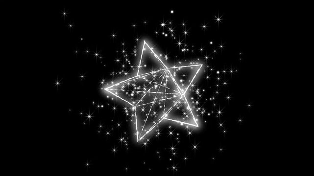 Sparkle stars animation, Glowing shining twinkle stars, Twinkle star on black screen. white cartoon flat vector doodles blinking, glitter motion explosion effect, star magic night sky flash. 4k