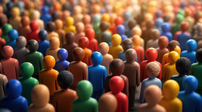 Colorful Crowd of People Representing Diversity, Community, and Social Connection