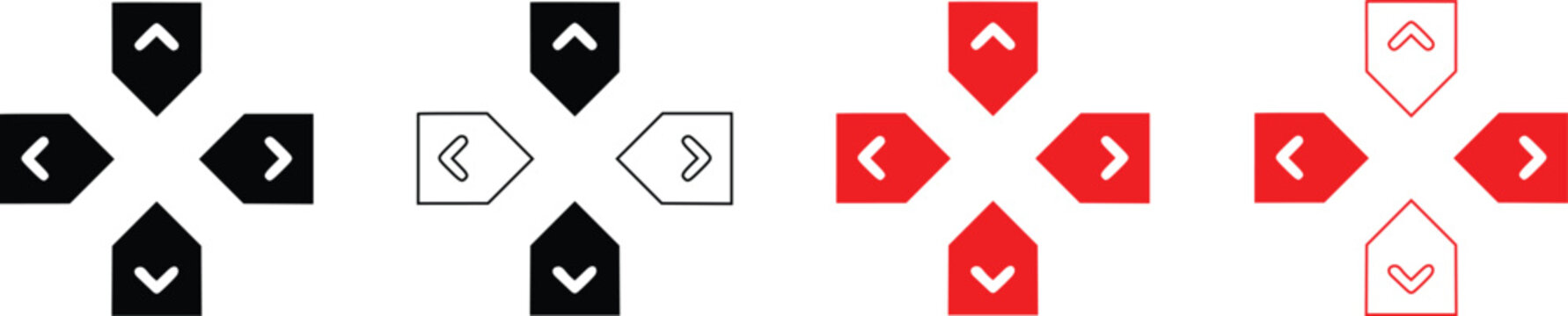 Directional arrow keys game control button icon vector set